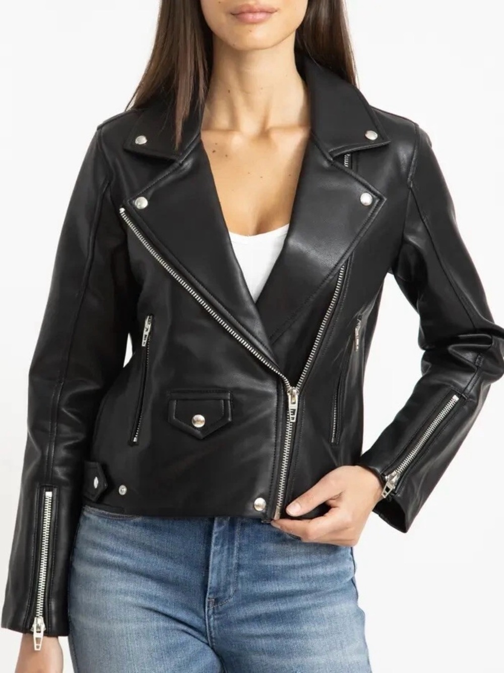 BlankNYC Black Faux Leather Moto Jacket Size Small – Classic Biker Edgy Rocker